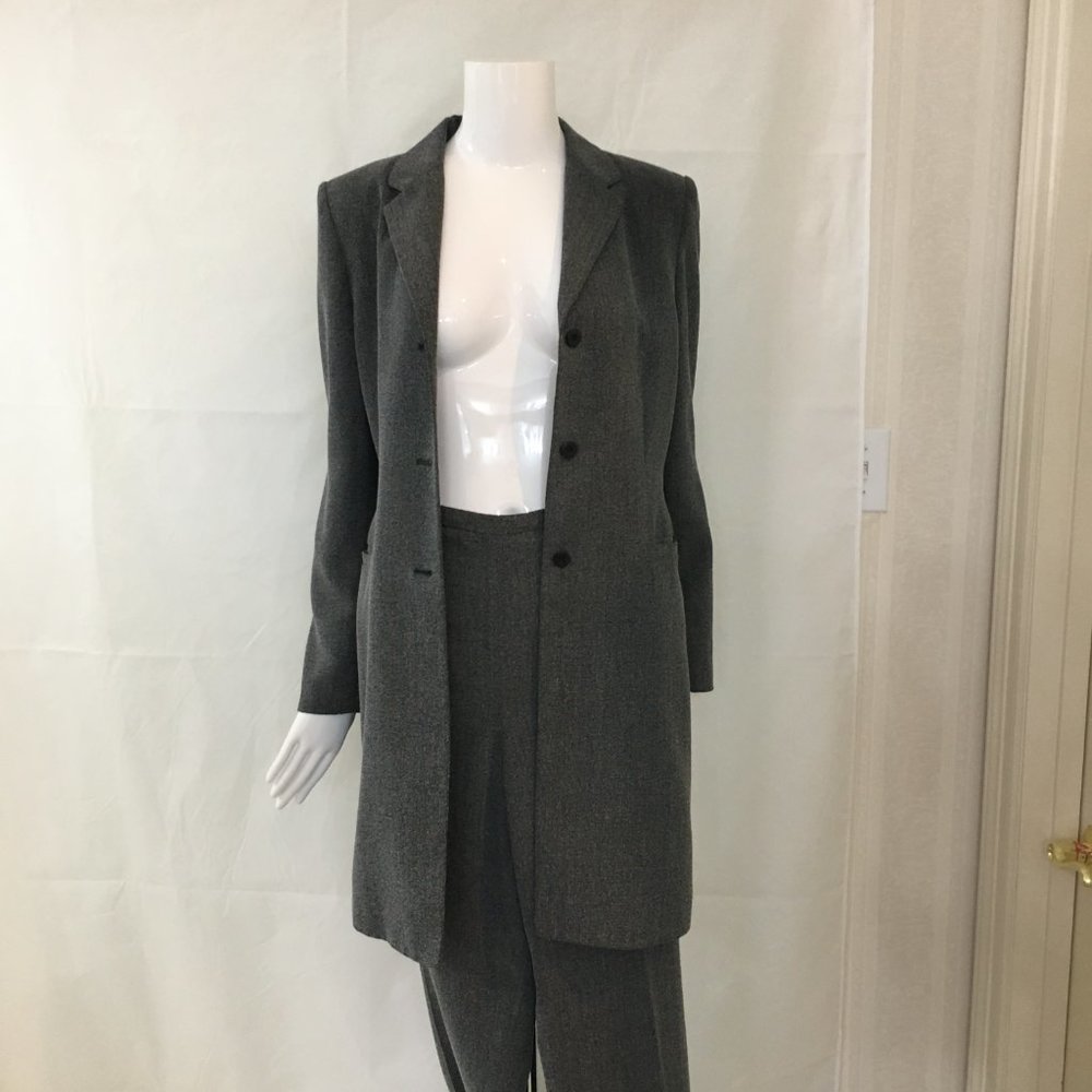 Y2K CASUAL CORNER GRAY PANTSUIT WITH LONG SUIT JACKET  - WOMEN'S SIZE 4